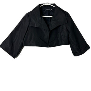 Teri Jon by Rickie Freeman Silk Cropped Evening Jacket Women’s 10 Black Lined